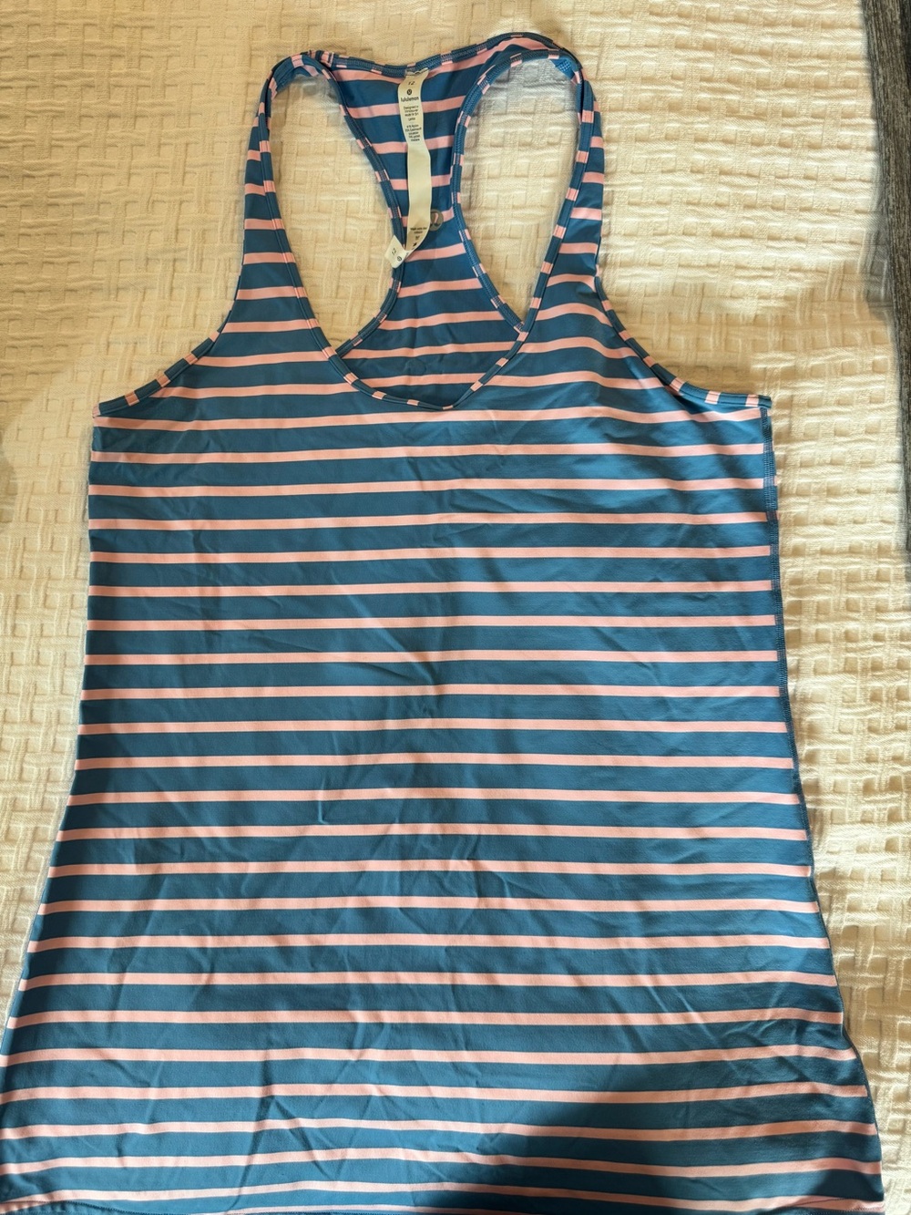 lululemon athletica Blue and Pink Striped Racerback Tank